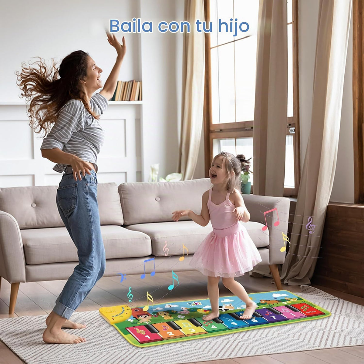 FOKI - Alfombrilla para piano de piso, juguetes para bebés y niños...