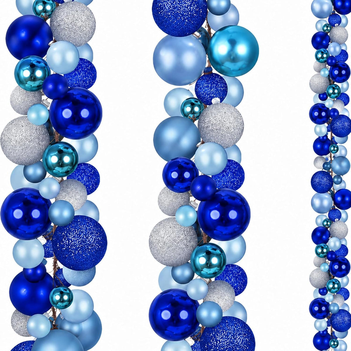 Yuxung 2 guirnaldas decorativas de bolas de Navidad de 6 pies, azul...