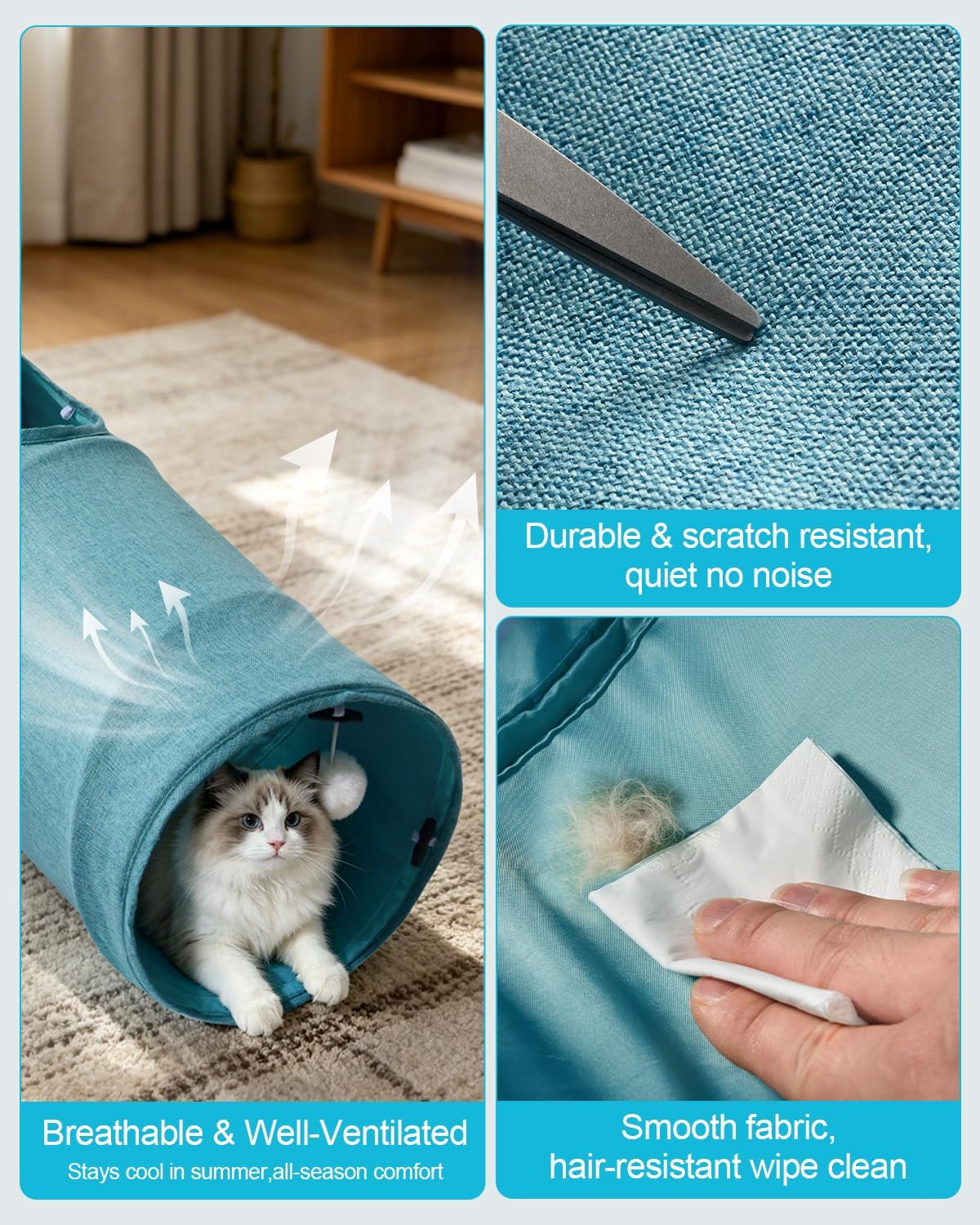 Túnel para gatos, 3 túneles de forma recta, 6 formas de bricolaje c...