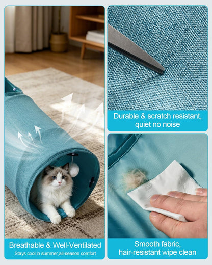 Túnel para gatos, 3 túneles de forma recta, 6 formas de bricolaje c...