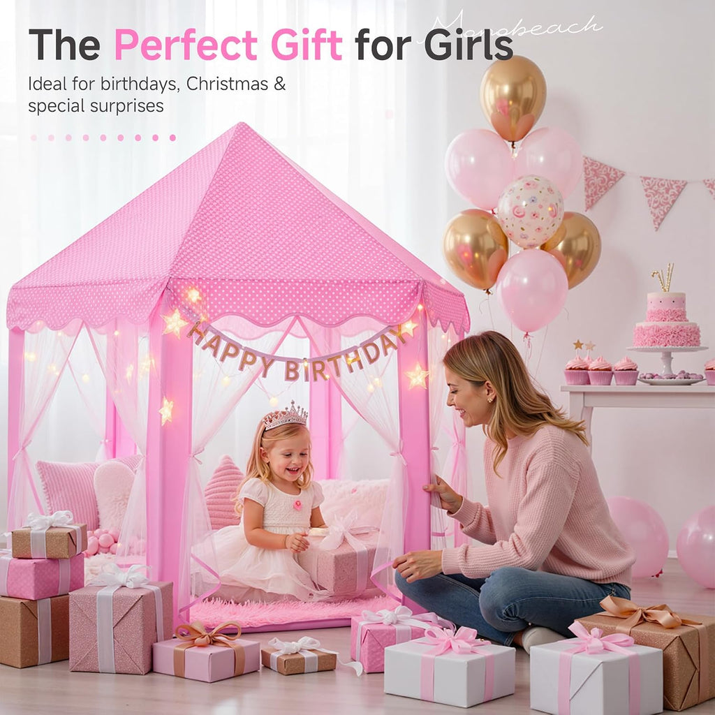 Monobeach Tienda de campaña de princesa para niñas, casa de juegos...