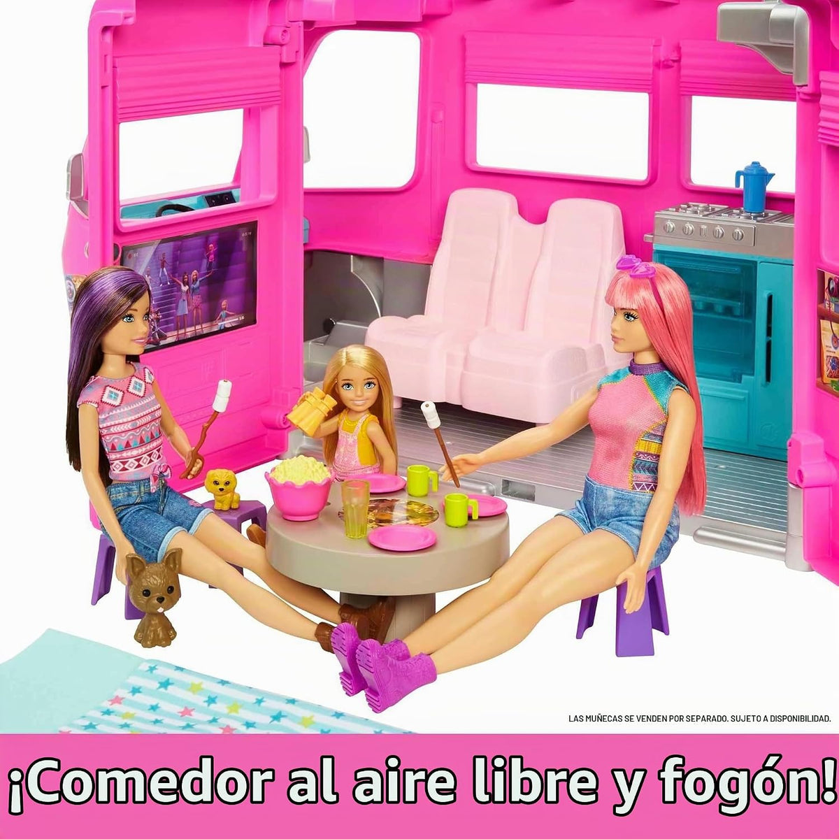 Barbie DreamCamper Playset y accesorios de camping | Incluye tobogá...