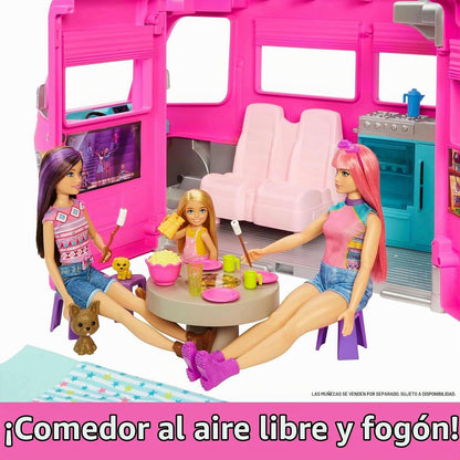 Barbie DreamCamper Playset y accesorios de camping | Incluye tobogá...