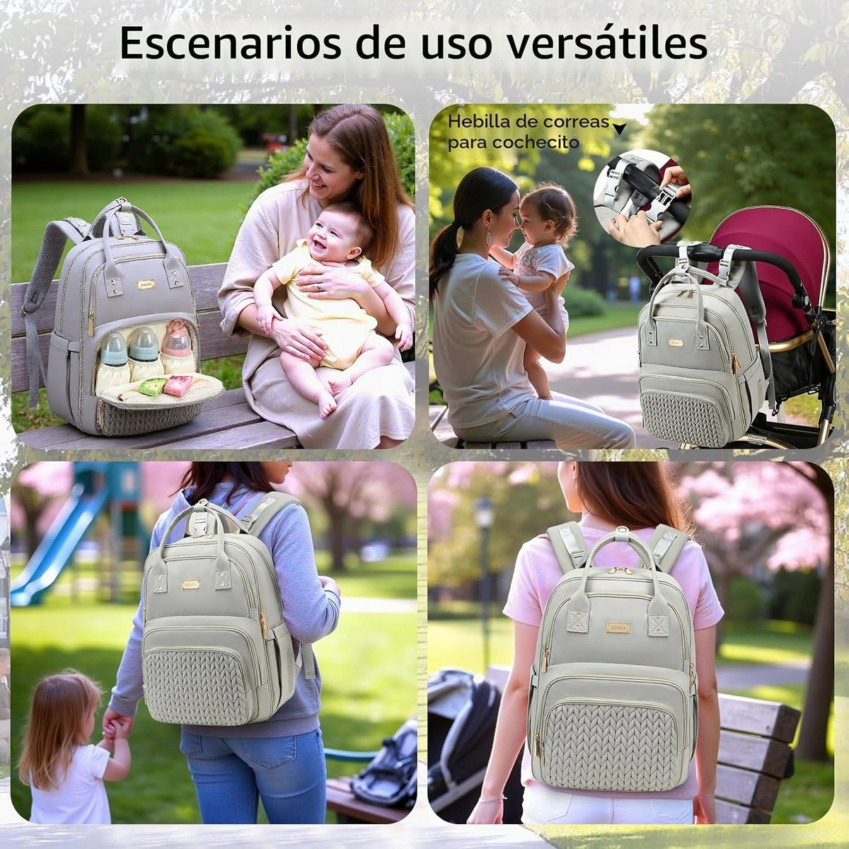 AIJIEKE Mochila para pañales, Mochila para pañales multifuncional g...