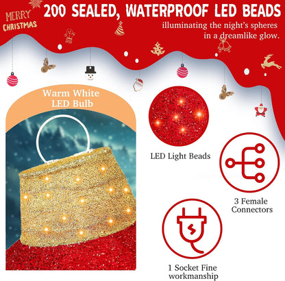Juego de 2 adornos navideños iluminados de 3 pies, ampliables para...