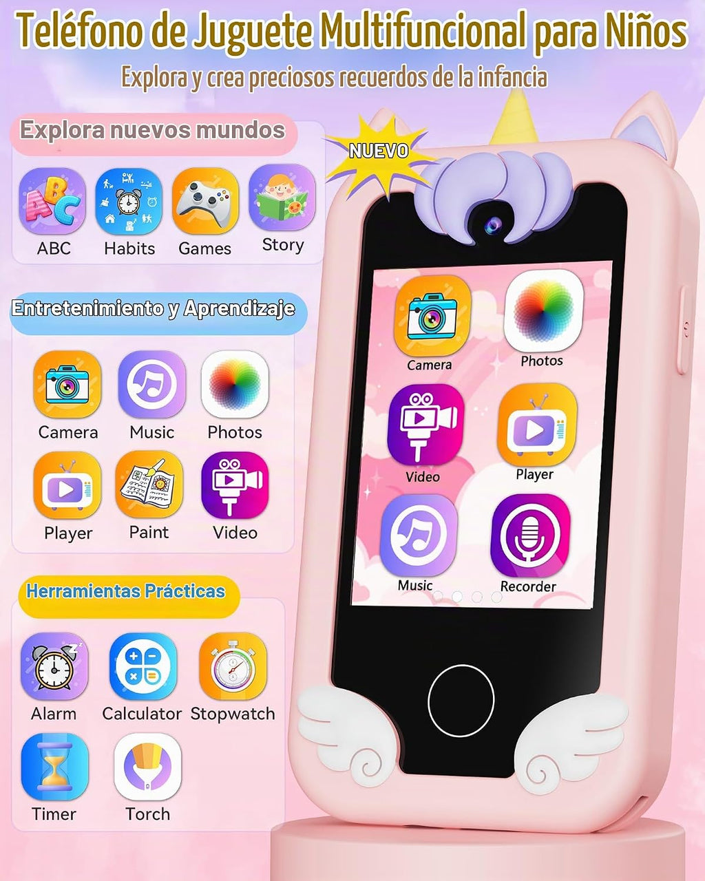 KOKODI Juguetes de Teléfono Inteligente para Niños, Regalos de Cump...