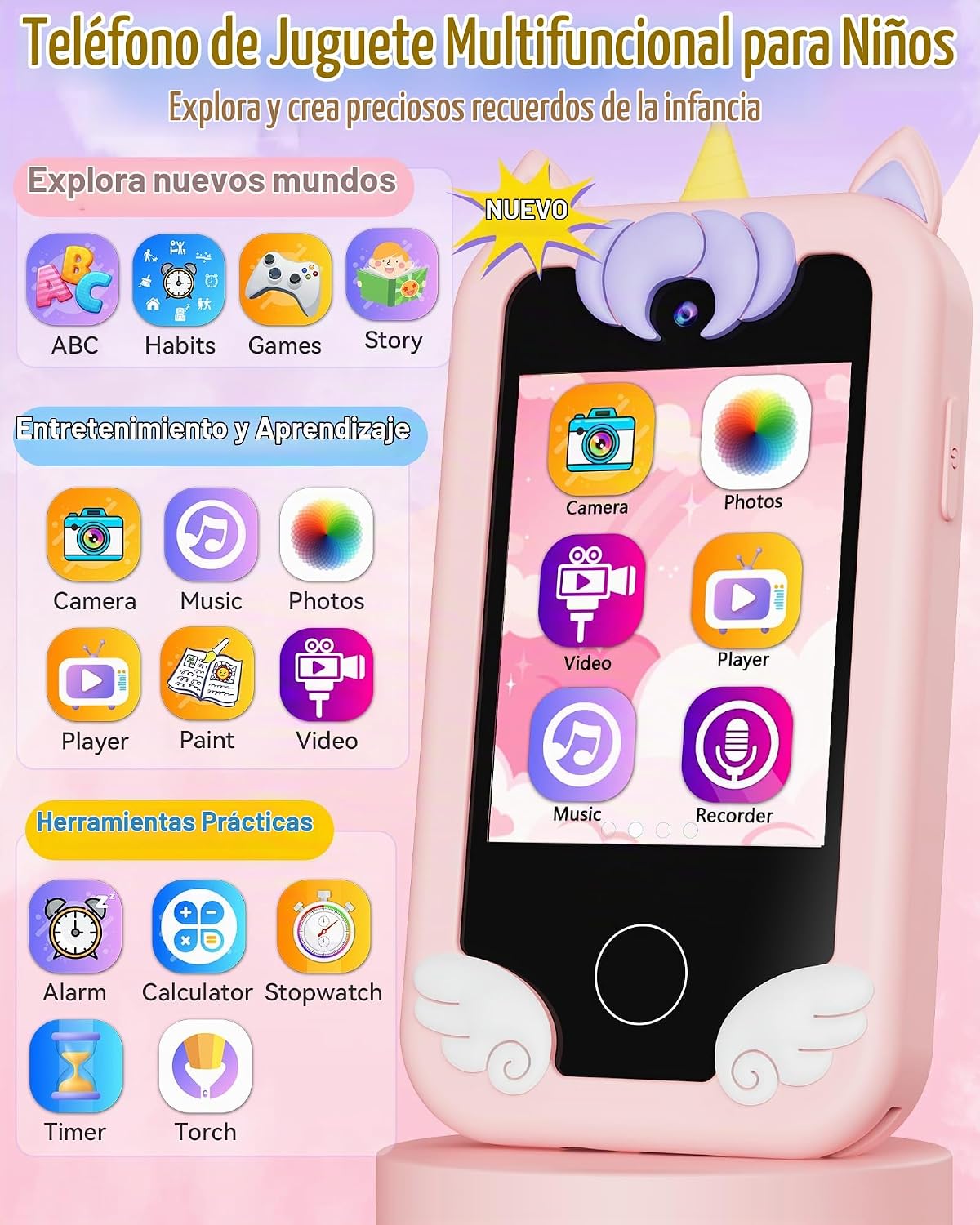 KOKODI Juguetes de Teléfono Inteligente para Niños, Regalos de Cump...