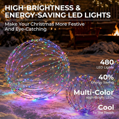 Starfree 3 bolas grandes plegables de Navidad LED RGB de 19 pulgada...