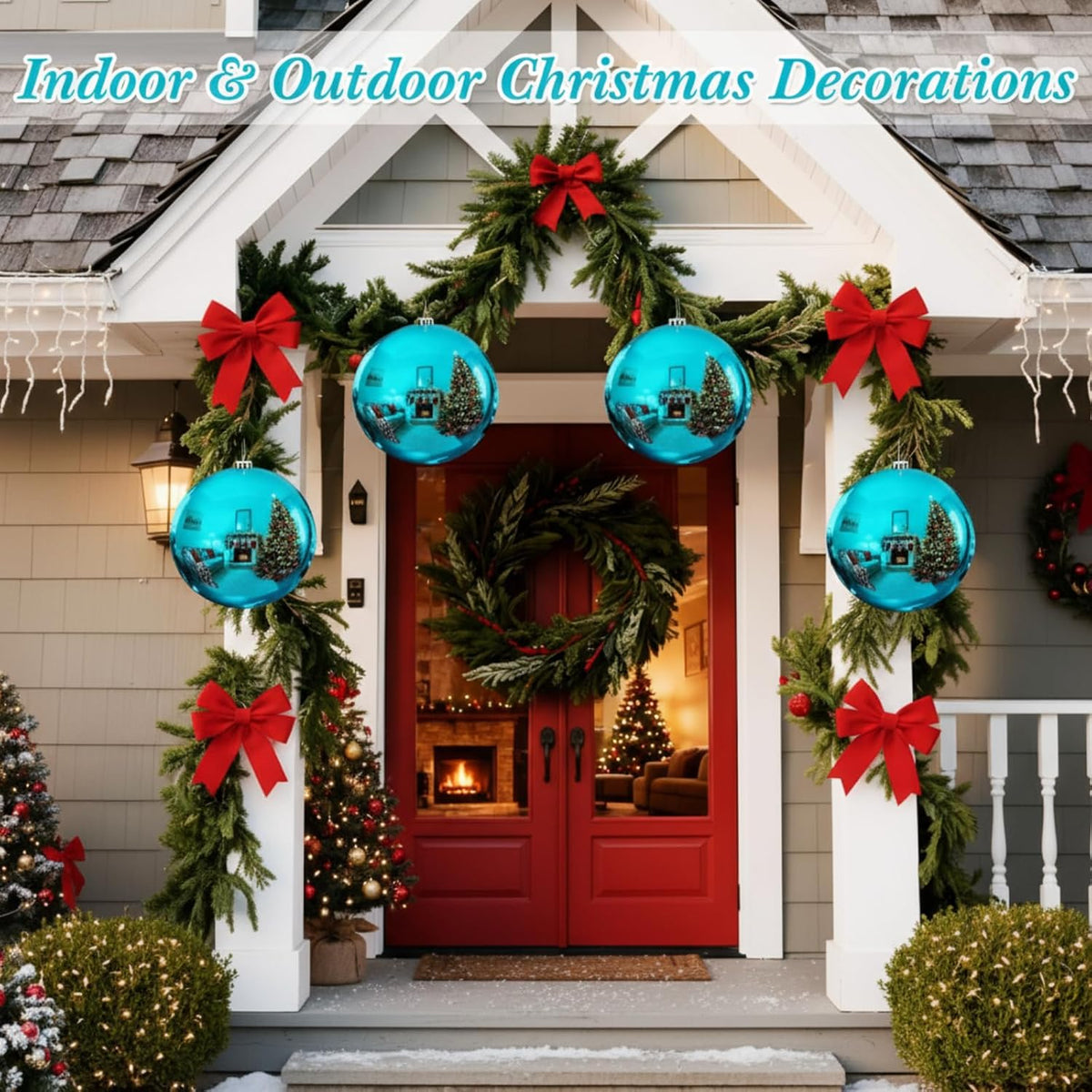 Zubebe 4 piezas Adornos de bola de Navidad extra grandes de 8"...
