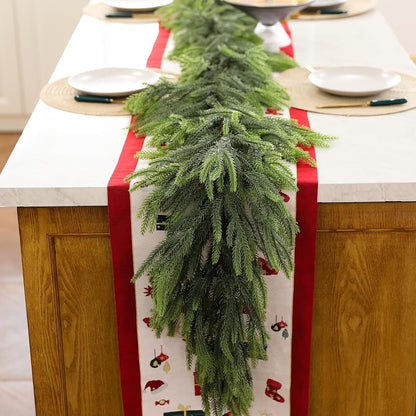 2 guirnaldas de Navidad de 6 pies para repisa, guirnalda de pino No...