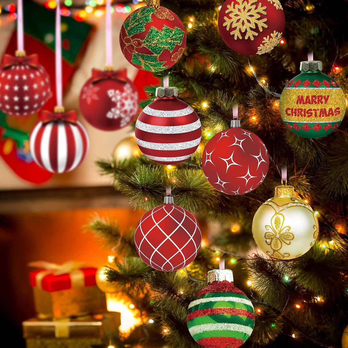 Rtteri - 30 adornos colgantes de Navidad para exteriores, estilo vi...