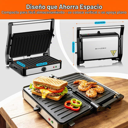 KEINVE Prensa eléctrica Panini y sandwichera con control de tempera...