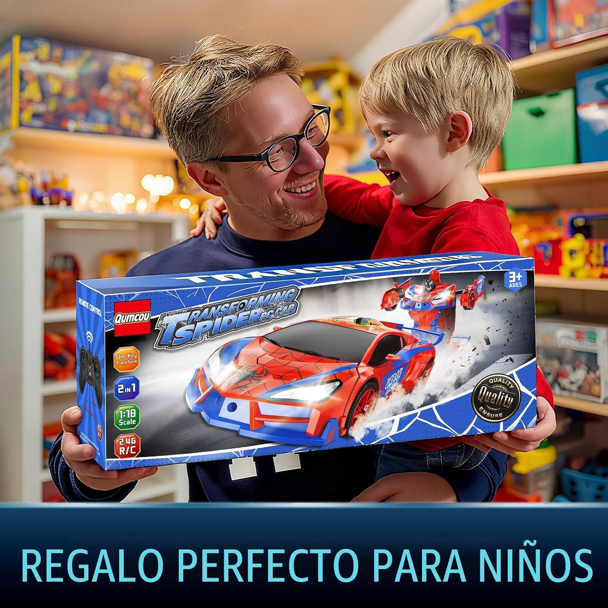 Qumcou - Juguetes con temática de araña para niños 3-8,1:16 transfo...