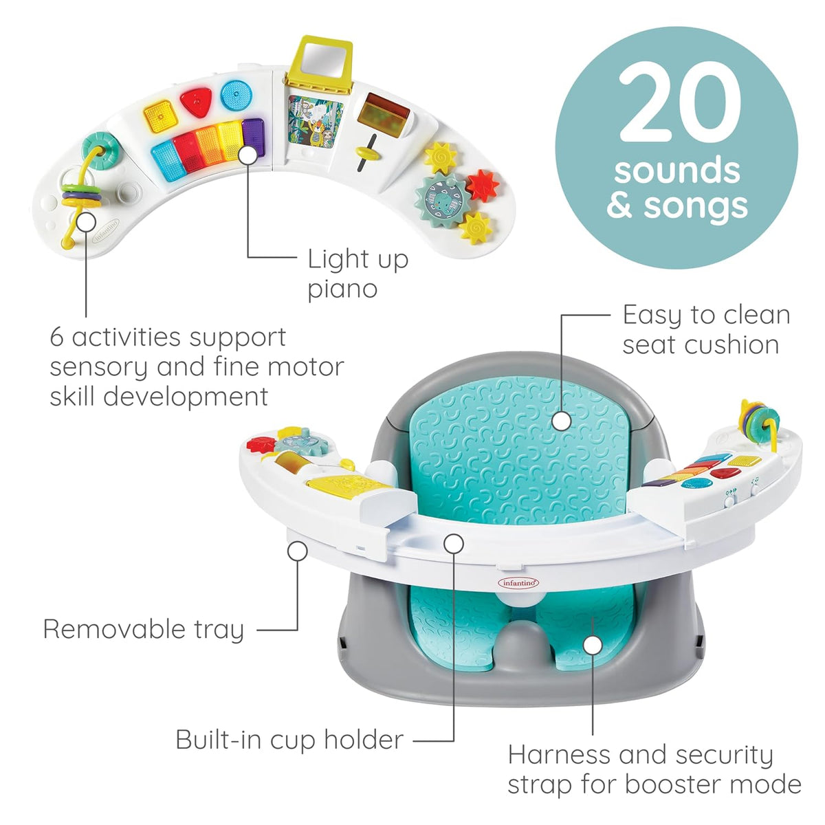 Infantino Music &amp; Lights Discovery Seat &amp; Booster, 3 en 1,...