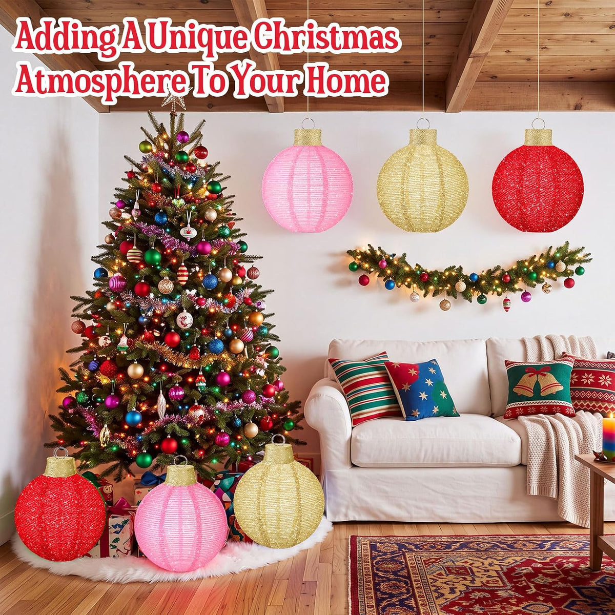 3 bolas de Navidad grandes de 12 pulgadas, adornos emergentes, purp...