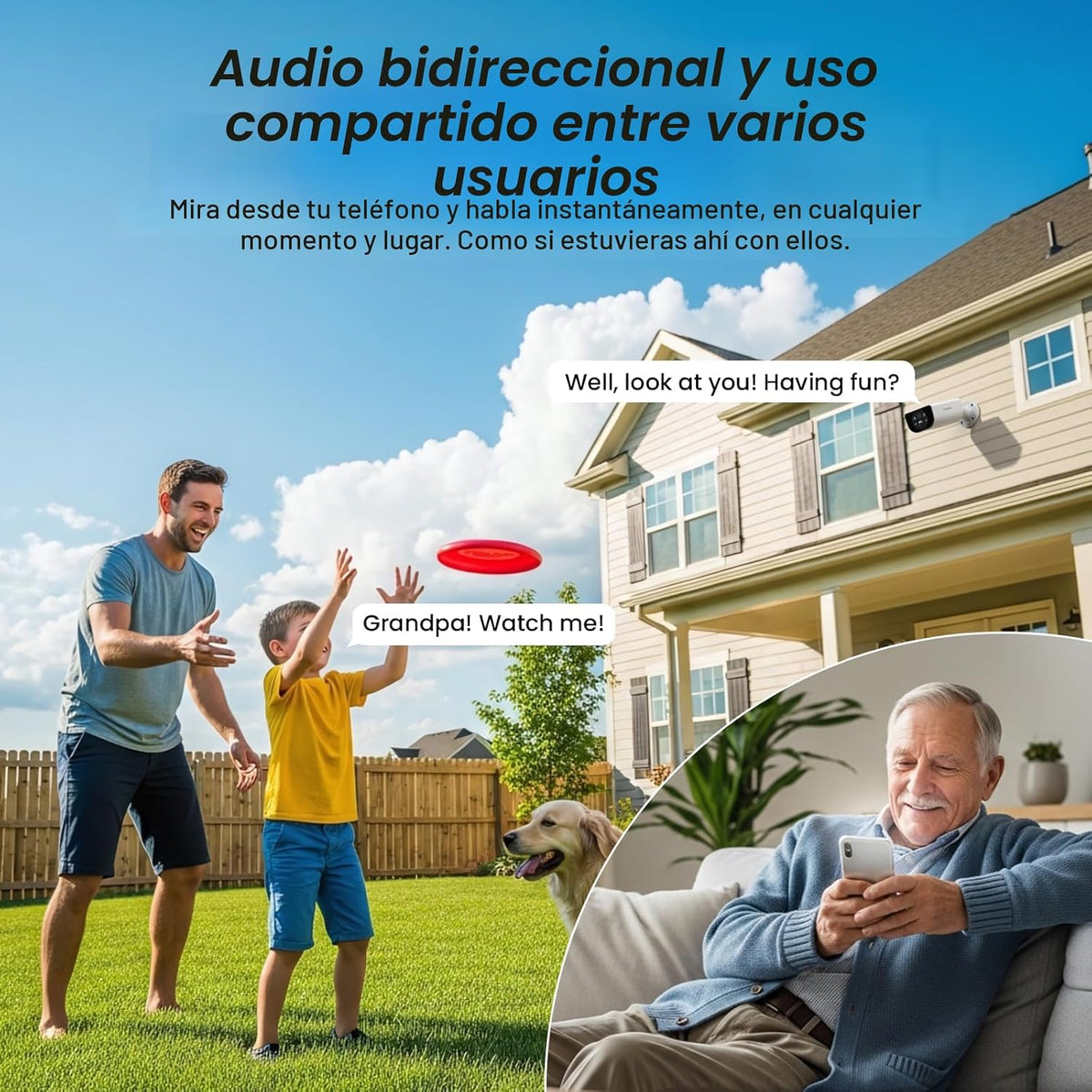 Cinnado Cámaras de seguridad Panel solar integrado inalámbrico para...