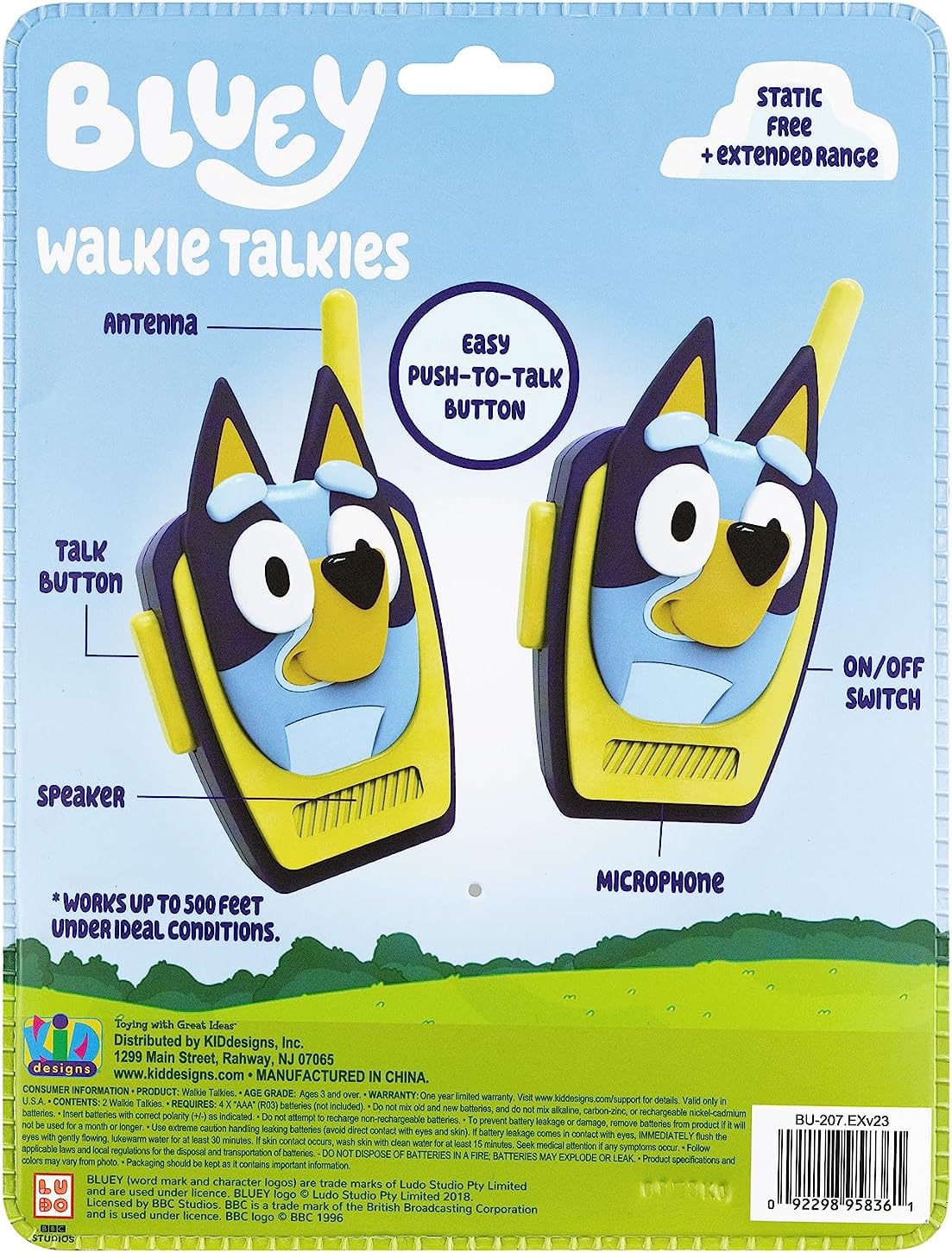 Bluey Toy Walkie Talkies para niños, juguetes libres de estática pa...
