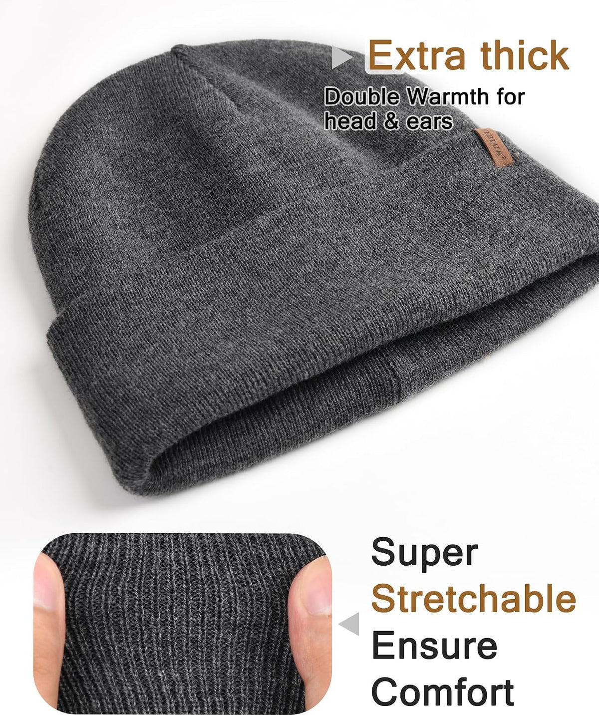 FURTALK Gorro de invierno con forro polar para hombre, doble capa,...