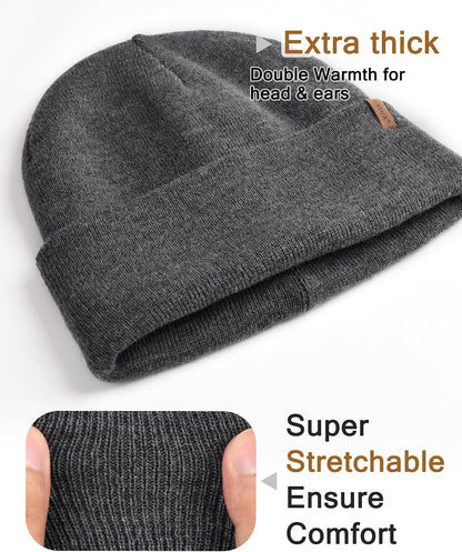 FURTALK Gorro de invierno con forro polar para hombre, doble capa,...