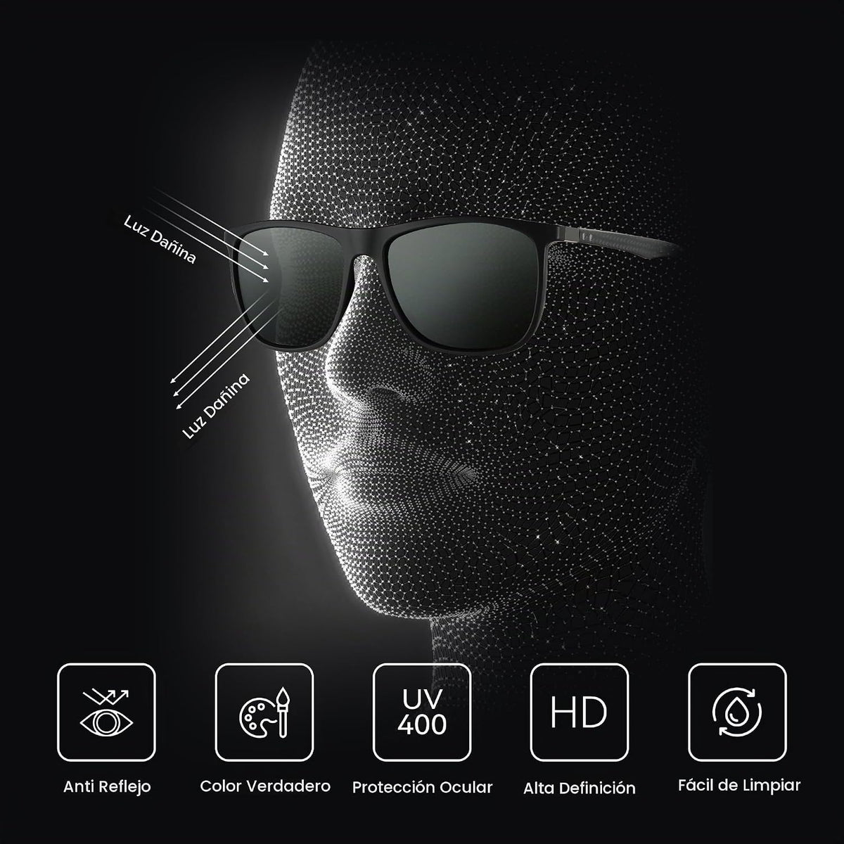 ZENOTTIC Gafas de sol polarizadas cuadradas para hombre, ultraliger...