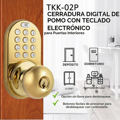 MiLocks TKK-02P - Pomo de puerta digital con teclado, cerradura de...