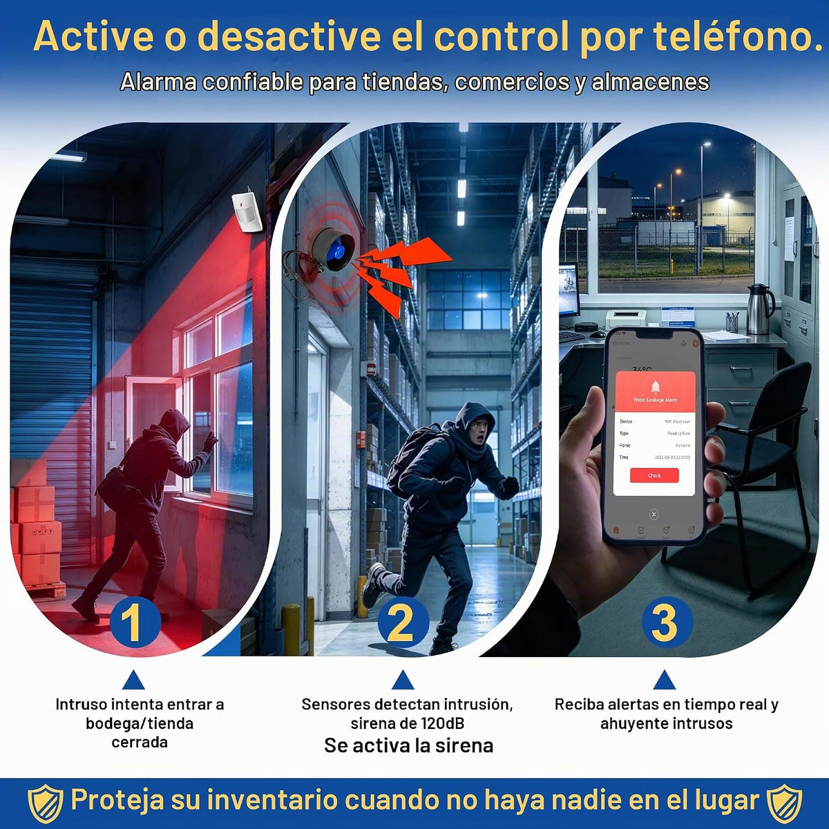 Kit de sistema de alarma de seguridad WiFi, inalámbrico de 120 db,...