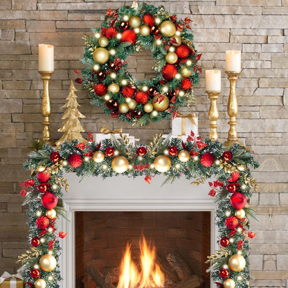 WANNA-CUL Guirnalda de Navidad preiluminada de 9 pies con luces | G...