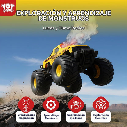 TOY Life Anfibio RC Monster Truck, spray de niebla y luces, amarill...
