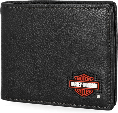Harley-Davidson Cartera de cuero genuino con bloqueo RFID para hombre