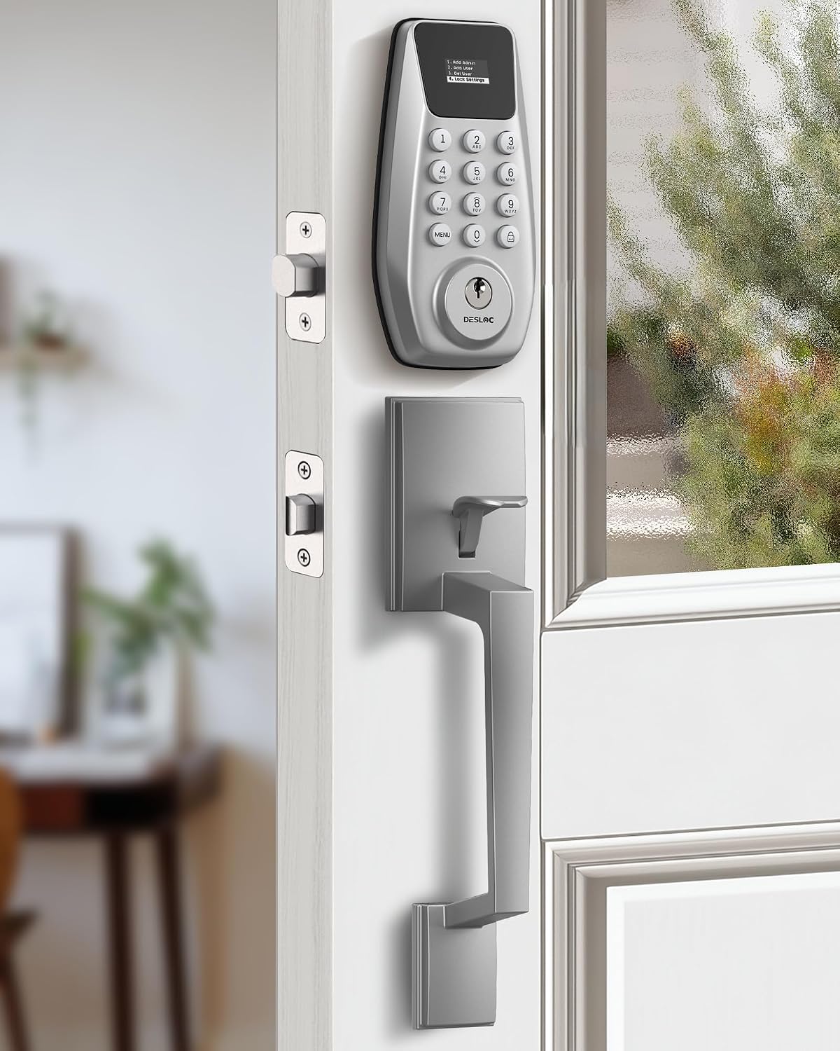 DESLOC Cerradura de puerta de entrada sin llave C100 con juego de m...