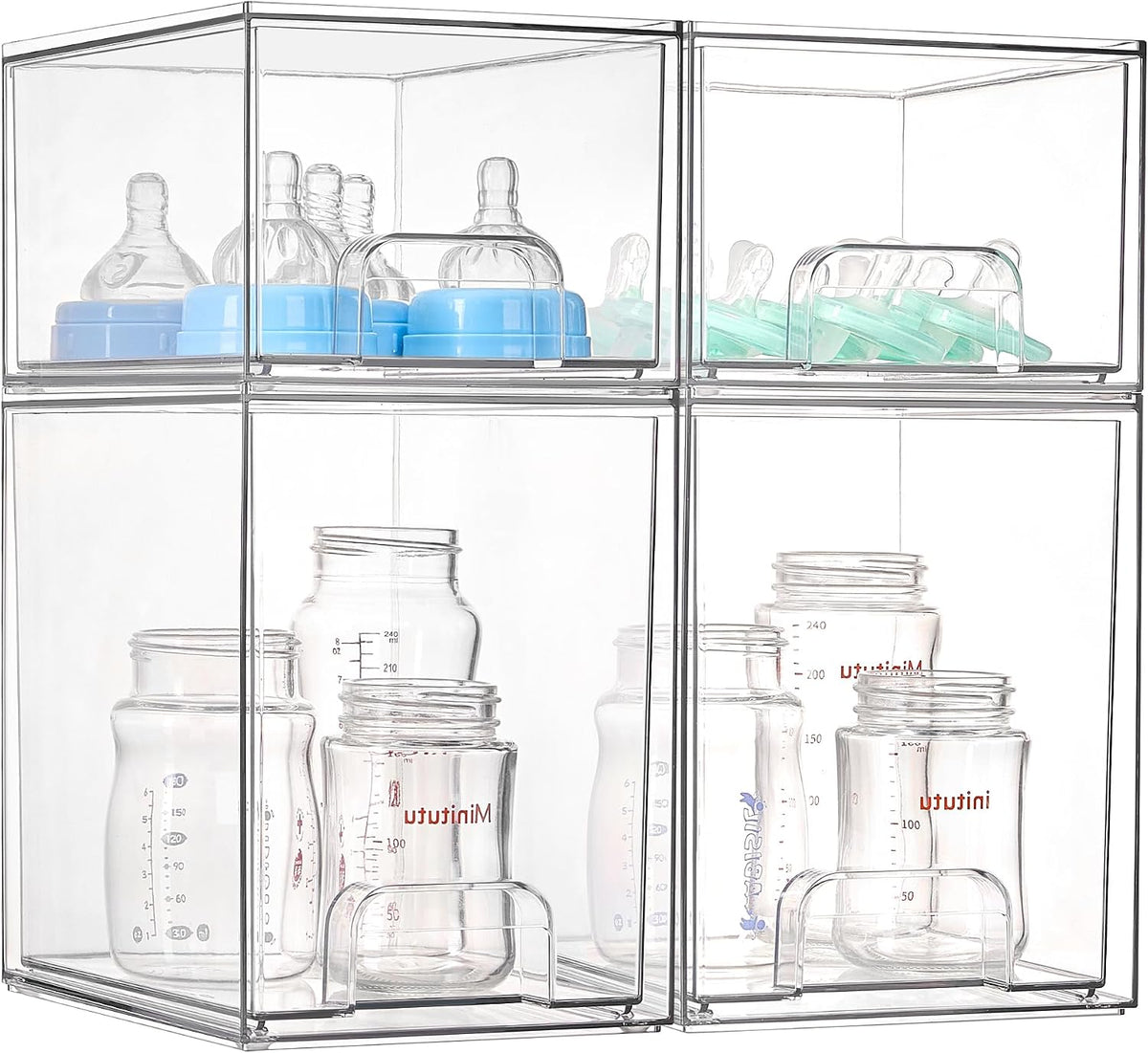 Vtopmart Juego de 4 cajones de almacenamiento apilables transparent...