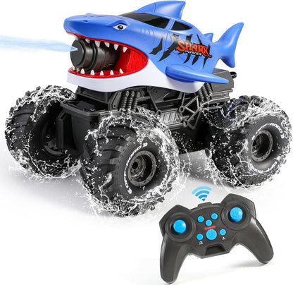BOBXIN Anfibio Control Remoto Coche Tiburón Monster Truck Chorro Ag...