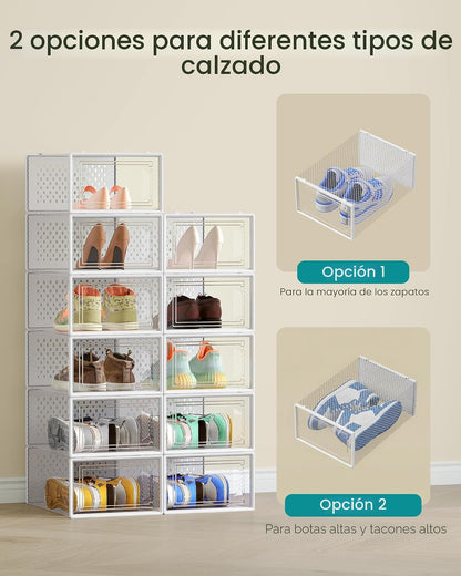 SONGMICS Cajas de zapatos, caja de plástico transparente, paquete d...