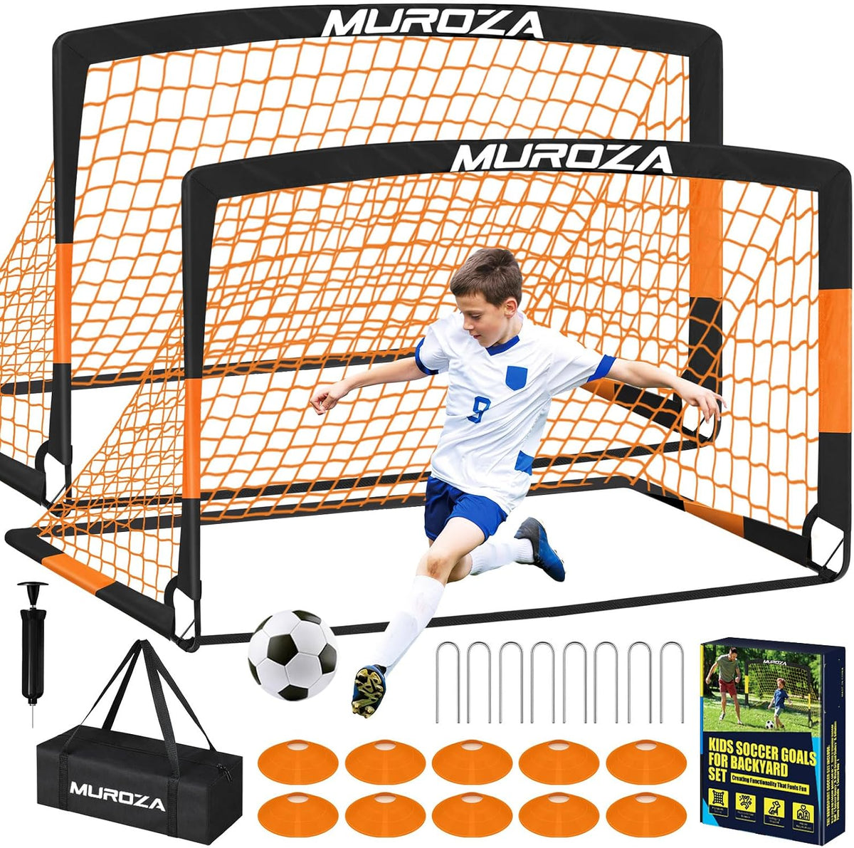 Portería de fútbol, juego de porterías de fútbol para niños para pa...