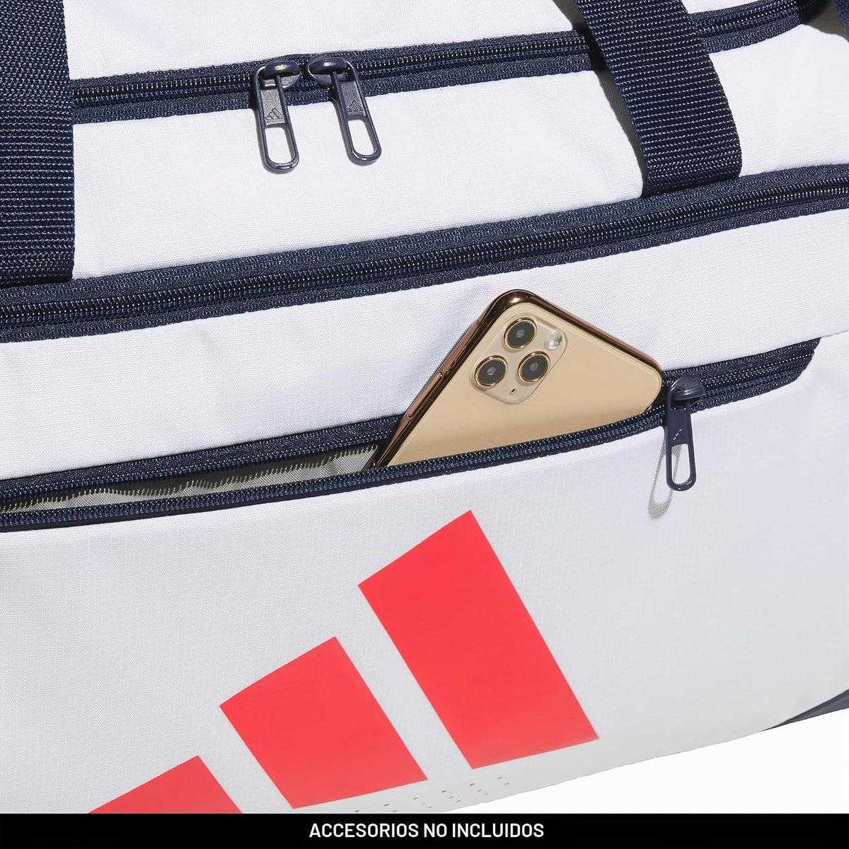 adidas Bolsa de lona Defender, Blanco\/Índigo Nocturno\/Rojo Rubí P...