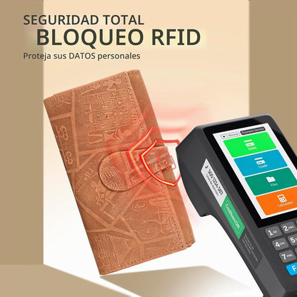 Cartera de cuero genuino para mujer de cuero con bloqueo RFID - Tar...