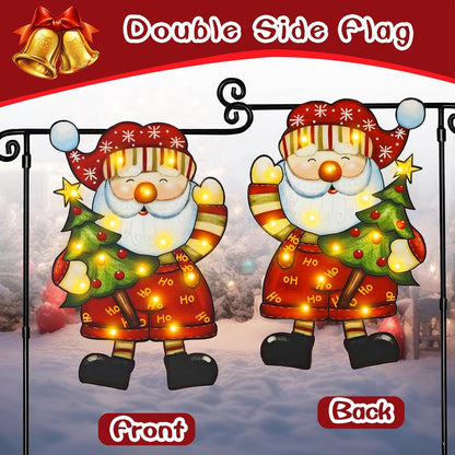 Bandera de jardín de Navidad iluminada para exteriores, 8 modos LED...