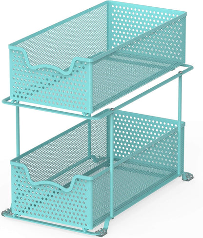 Simple Houseware Cajón organizador de 2 niveles, color turquesa