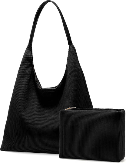 XquiziFit Bolso Hobo para mujer, bolsa de mano de pana holgada para...