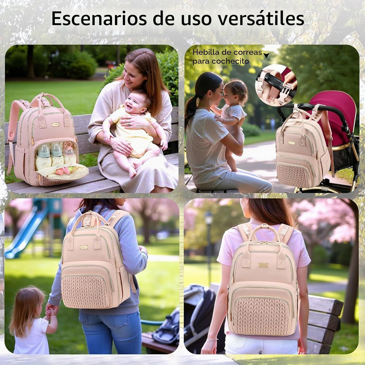 AIJIEKE - Mochila para pañales multifuncional, color rosa | Mochila...