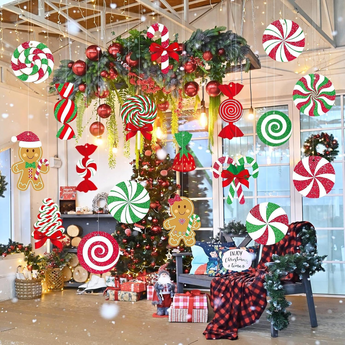 GuassLee Adornos Navideños de Jengibre de Caramelo al Aire Libre -...