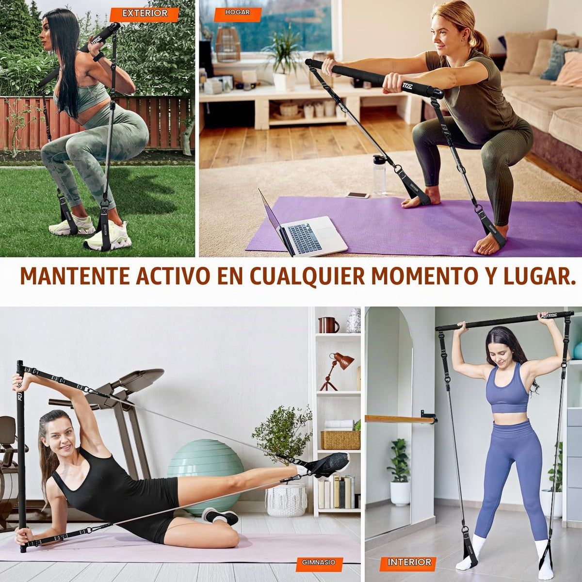 KUTIZE Kit de barra de pilates con bandas de resistencia, equipo de...