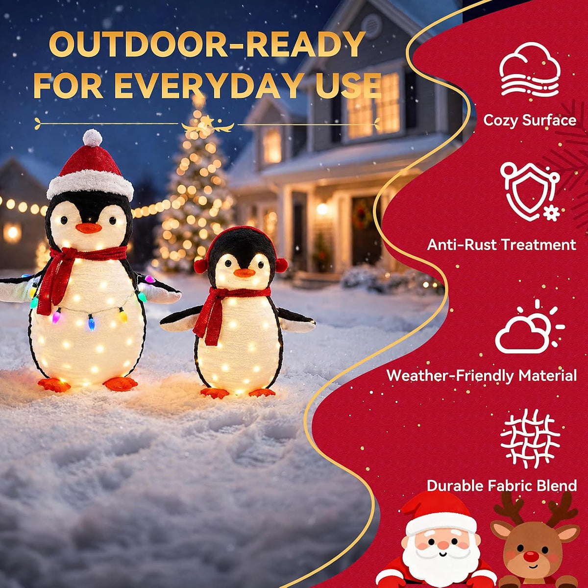 NEWBULIG 2 piezas de pingüino iluminado para exteriores, decoracion...