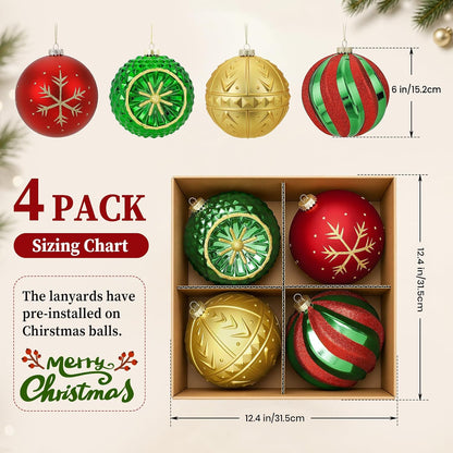 SHareconn Bolas decorativas grandes de árbol de Navidad de 4 unidad...