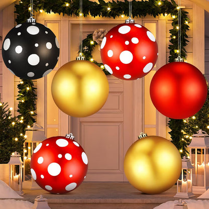 Tigeen - 4 adornos de bolas de Navidad grandes de lunares de 6 pulg...