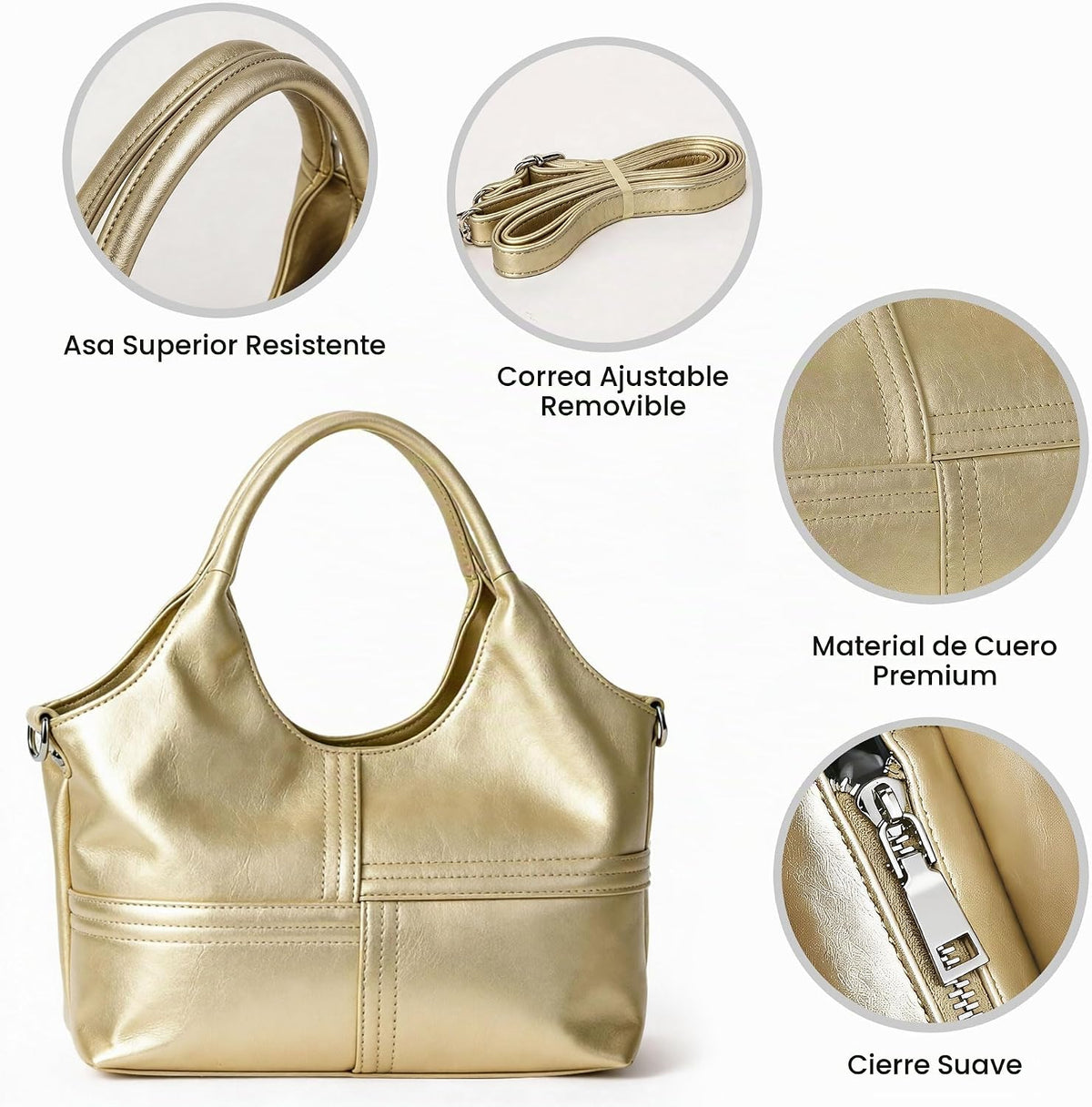 KOGTLA Bolsos de cuero vegano para mujer con correa de bandolera de...