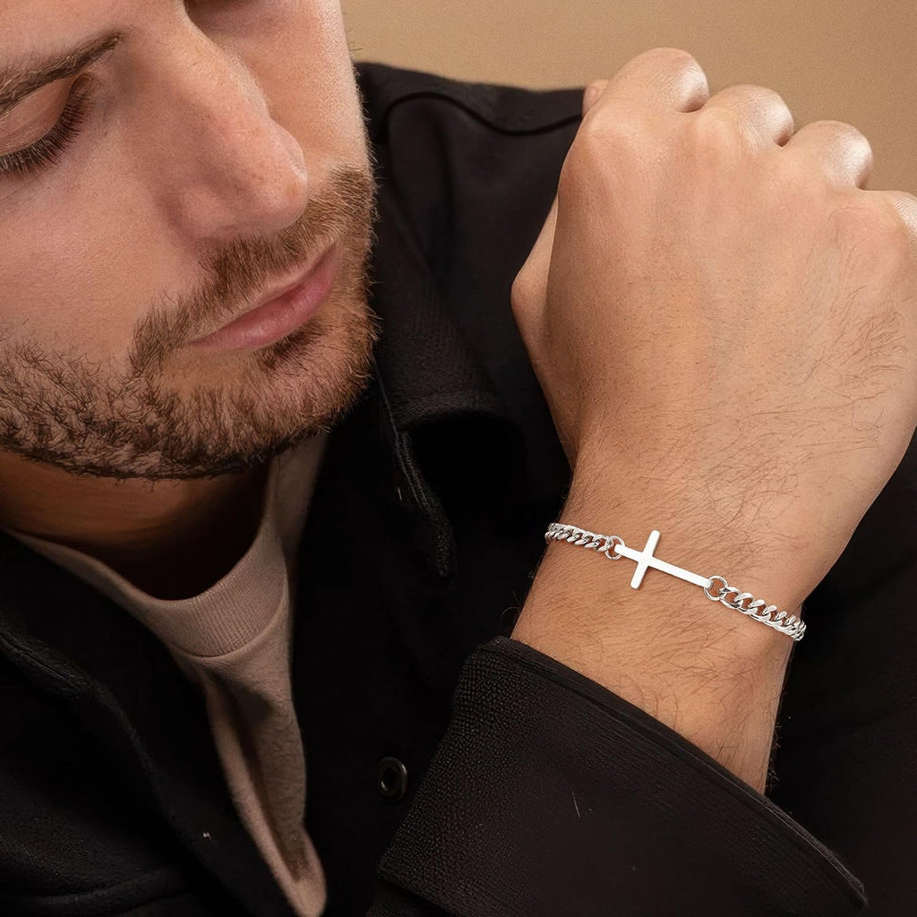 M MOOHAM Pulsera de cruz chapada en oro\/plata de 14 quilates para...