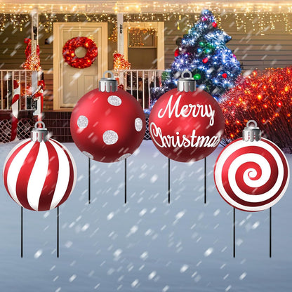 Nuanchu 4 piezas de señales de Navidad de metal para el patio, seña...