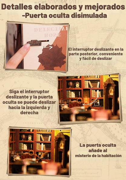 CUTEBEE Kit de rincón de libros - Kit de casa de muñecas en miniatu...
