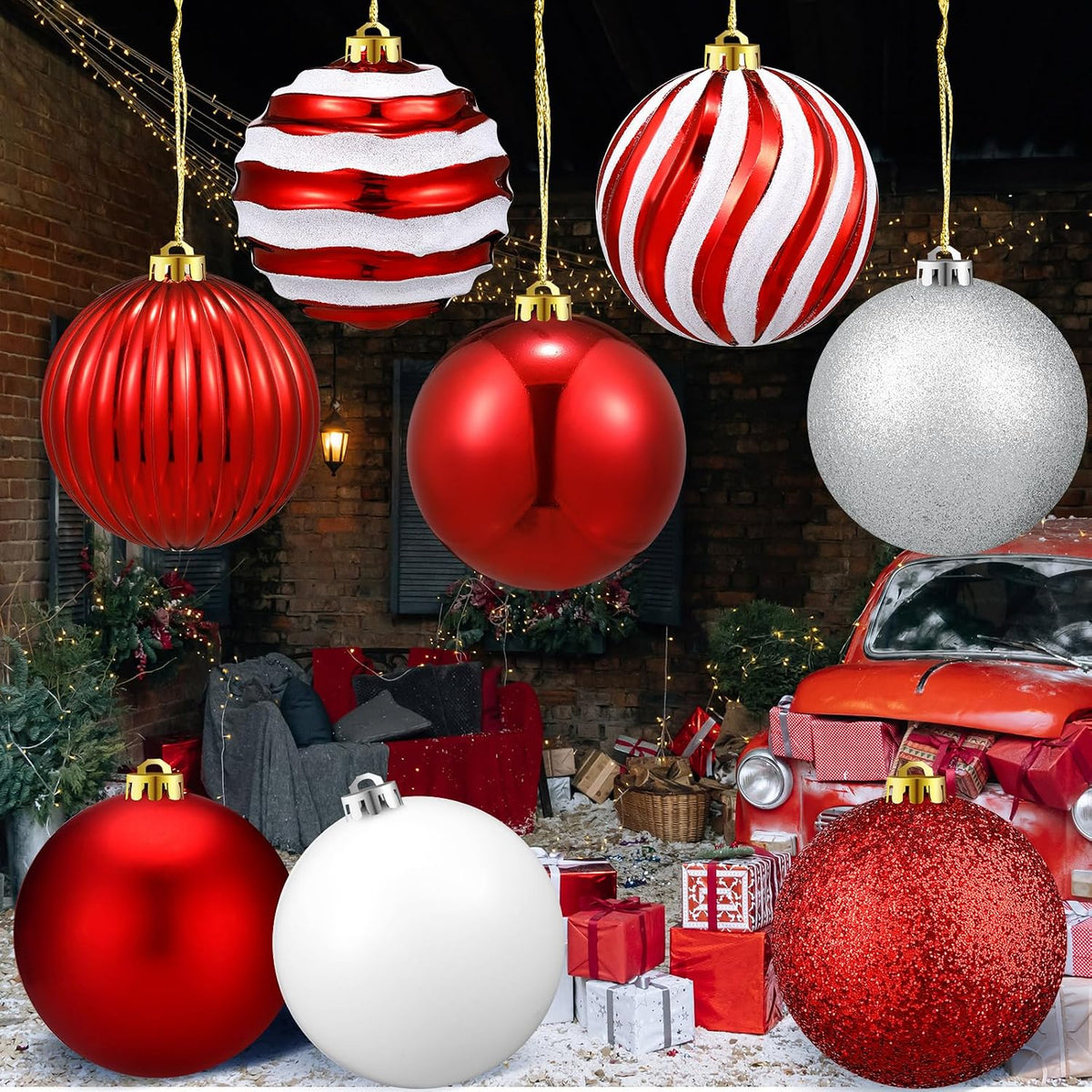 Deekin - Paquete de 8 bolas de adornos de Navidad extragrandes en r...